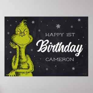 Grinch-Schultafel-Geburtstag Poster