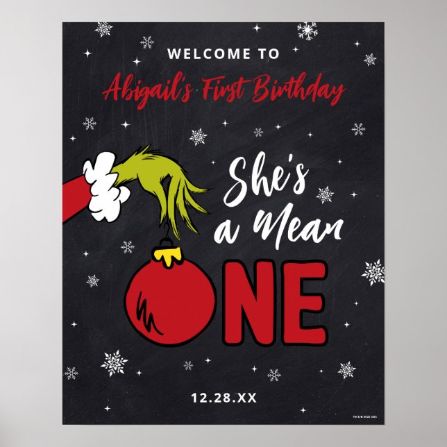Grinch Sie ist ein Gemeiner 1. Geburtstag Poster (Vorne)