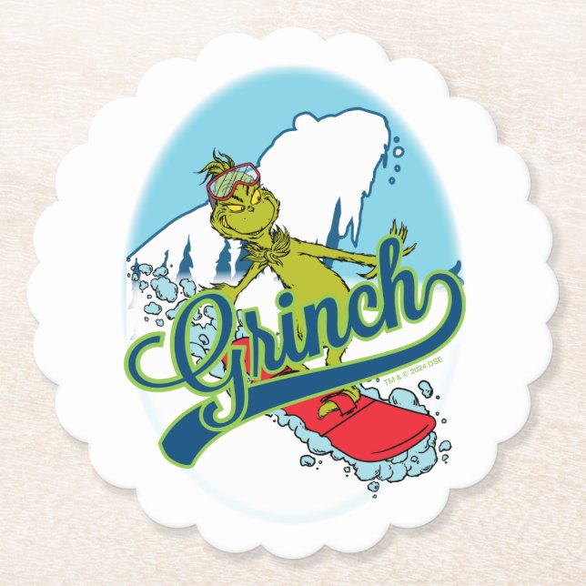 Grinch Snowboarden Untersetzer (Vorderseite)