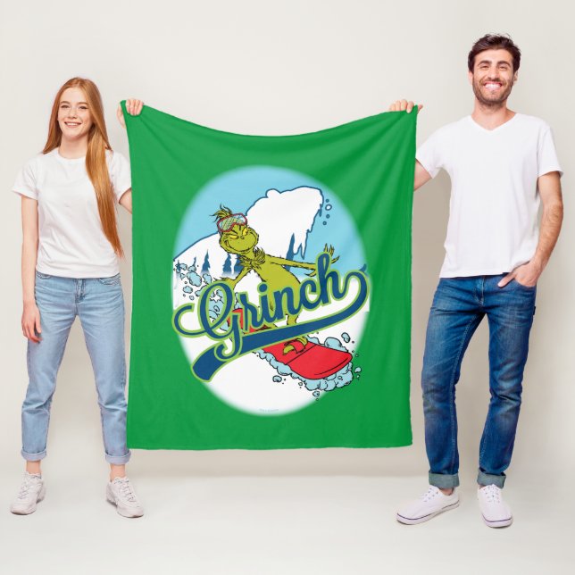 Grinch Snowboarding Fleecedecke (Beispiel)