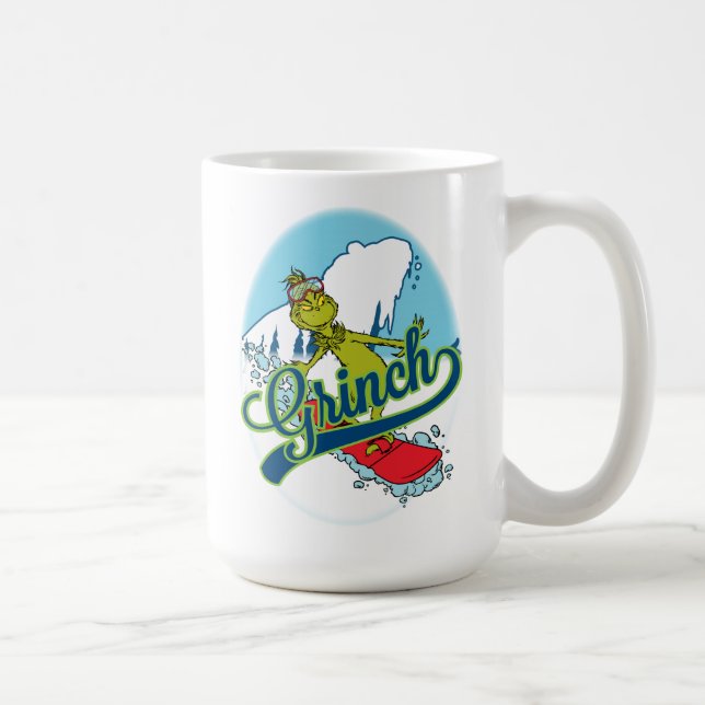 Grinch Snowboarding Kaffeetasse (Rechts)