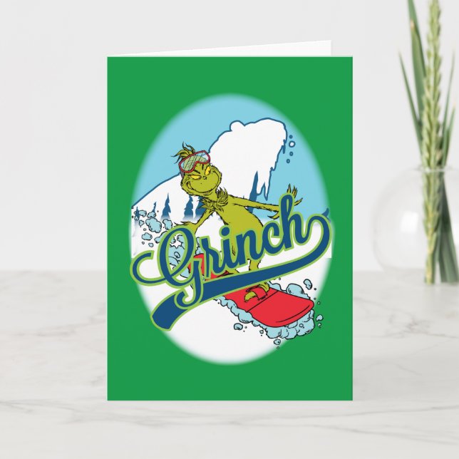 Grinch Snowboarding Karte (Vorderseite)