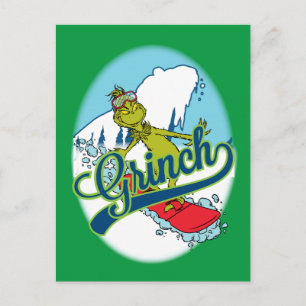 Grinch Snowboarding Postkarte