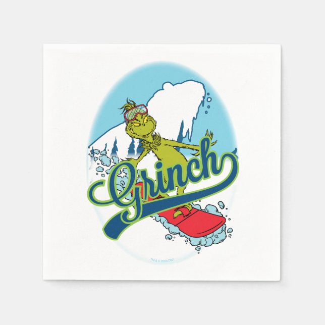 Grinch Snowboarding Serviette (Vorderseite)
