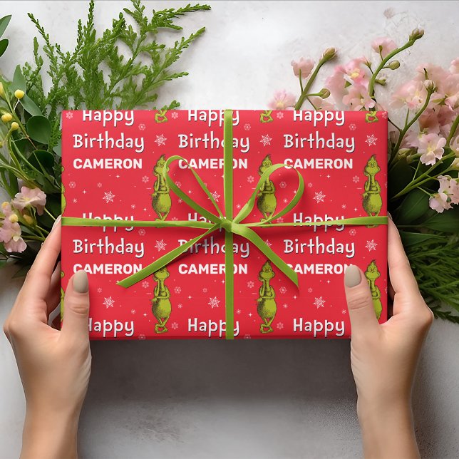 Grinch Snowflake Geburtstag Geschenkpapier (Wrapped gift)