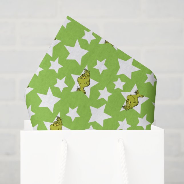 Grinch Spähender Stern Muster Seidenpapier (Geschenktüte)