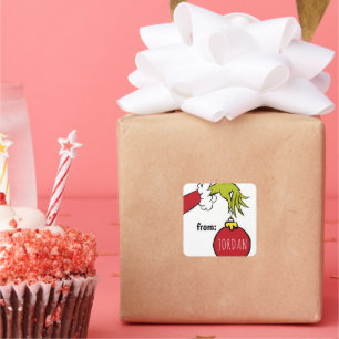 Grinch Von Geburtstags-Weihnachtsgeschenk-Anhäng Quadratischer Aufkleber