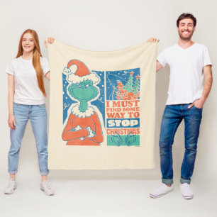 Grinch Weihnachten stoppen Vintage-Grafik Fleecedecke