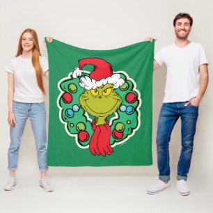 Grinch Weihnachts-Kranz Fleecedecke