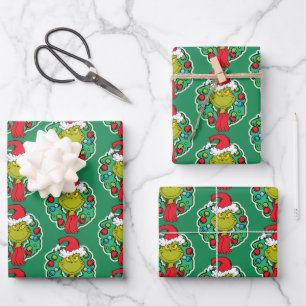 Grinch Weihnachts-Kranz Geschenkpapier Set