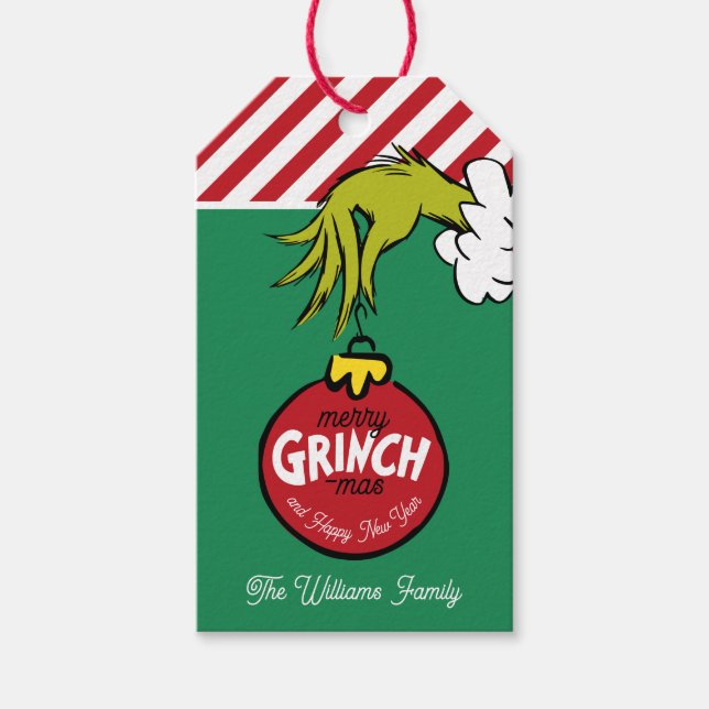 Grinch Weihnachtsbaumschmuck Geschenkanhänger (Vorderseite)