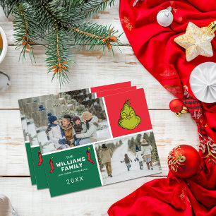 Grinch-Weihnachtsfamilienfoto-Collage Feiertagspostkarte