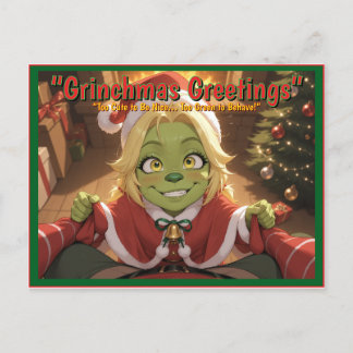Grinchmas Greetings – Cute Anime Holiday Postcard Feiertagspostkarte