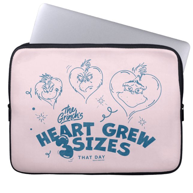 Grinch's Heart wuchs um 3 Größen Laptopschutzhülle (Vorderseite)