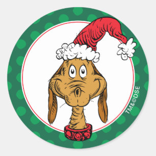 Grinchs Max Weihnachtsmann-Hut Runder Aufkleber