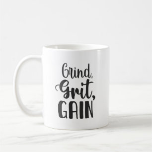 Grind, Grit, Gain, Hustle, Fitness, Erfolgsmotivat Kaffeetasse