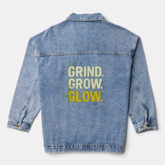GRIND.GROW.GLOW.—Inspirierende botanische Typograf Jeansjacke