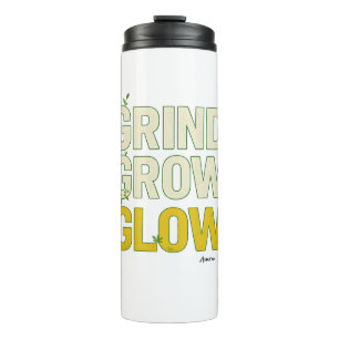 GRIND.GROW.GLOW.—Inspirierende botanische Typograf Thermosbecher