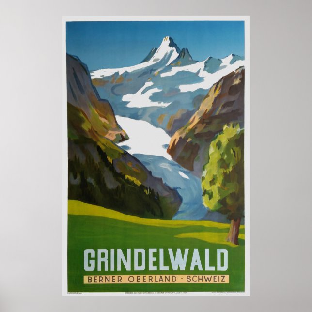 Grindelwald, Berner Oberland, Schweiz, Ski Poster (Vorne)
