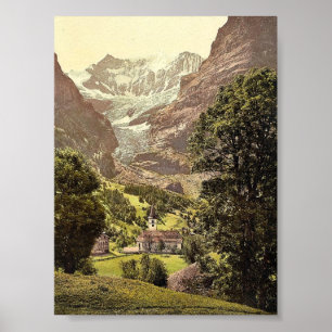 Grindelwald, Kirche und Eiger-Berg, Bernener Ob Poster