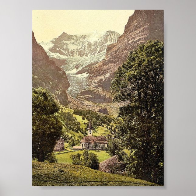 Grindelwald, Kirche und Eiger-Berg, Bernener Ob Poster (Vorne)