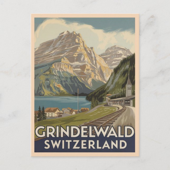Grindelwald Schweiz Alps Retro Postkarte (Vorderseite)