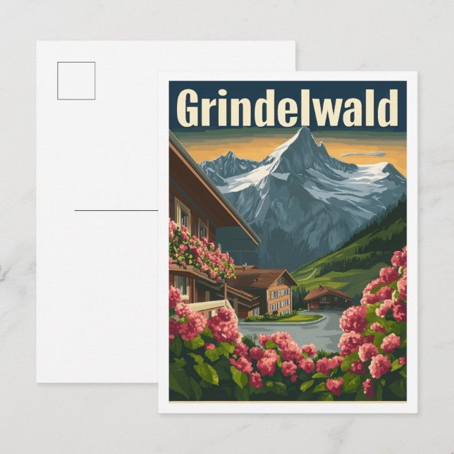 Grindelwald Schweiz Kunst, Dichtung und Musik Postkarte (Vorne/Hinten)