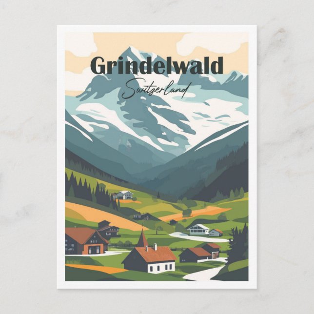 Grindelwald Schweiz Kunstwerk Reisen Postkarte (Vorderseite)