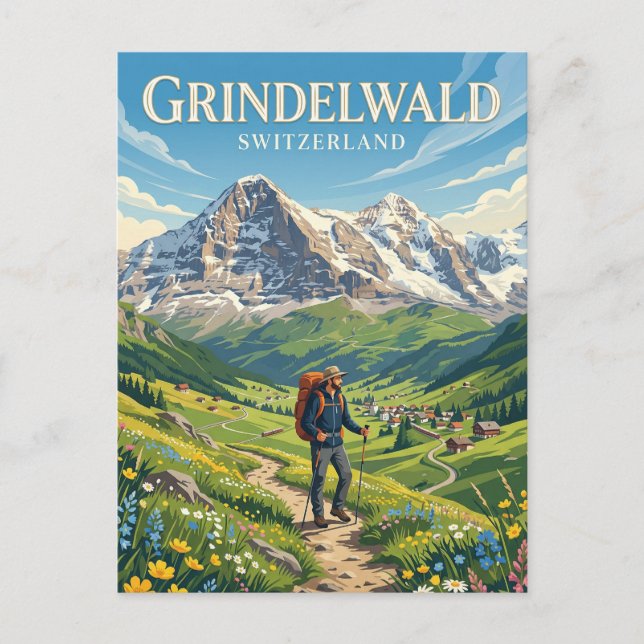 GRINDELWALD SCHWEIZ POSTKARTE (Vorderseite)