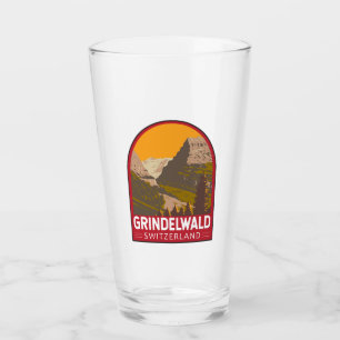 Grindelwald Schweiz Reise Kunst Vintage Glas