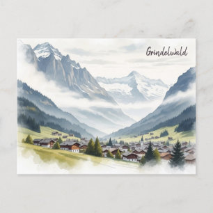 Grindelwald Schweiz Reisen Aquarell Postkarte