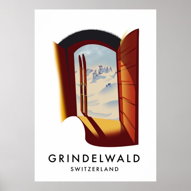 Grindelwald Schweiz Skiposter Poster (Vorne)