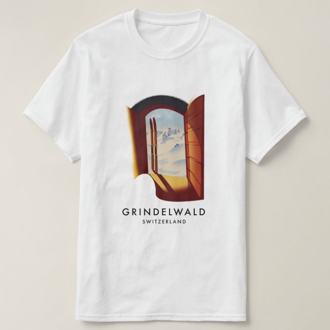 Grindelwald Schweiz Skiposter T-Shirt (Design vorne)