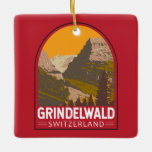 Grindelwald Schweiz Tourismus Vintag Keramikornament<br><div class="desc">Grindelwald Retrovektor-Reise-Design. Grindelwald,  ein Dorf in den Berner Alpen der Schweiz,  ist ein beliebtes Tor zur Jungfrau Region,  mit Ski im Winter und Wandern im Sommer.</div>