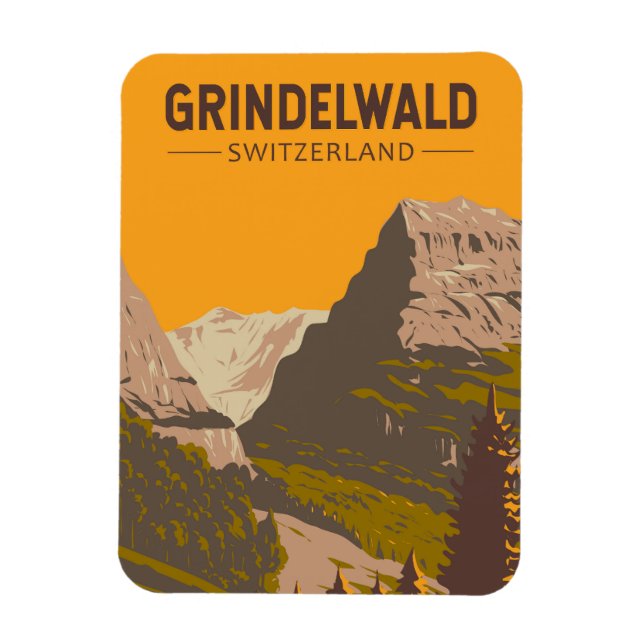 Grindelwald Schweiz Tourismus Vintag Magnet (Vertikal)