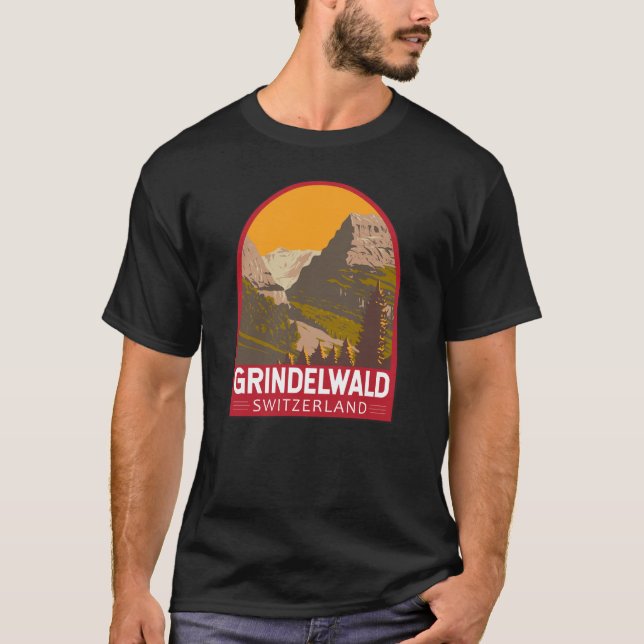Grindelwald Schweiz Tourismus Vintag T-Shirt (Vorderseite)
