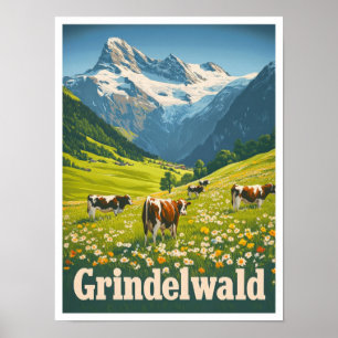 Grindelwald Schweiz Vintage Reise Poster