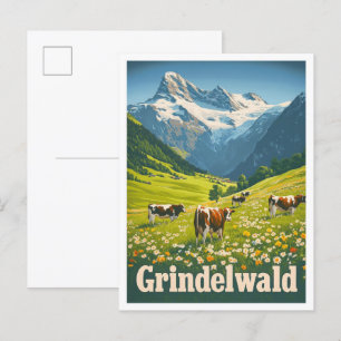 Grindelwald Schweiz Vintage Reise Postkarte