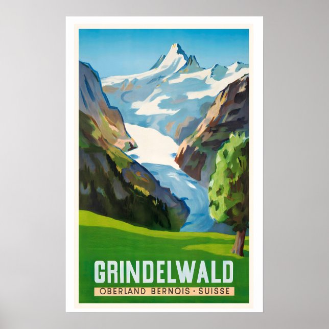 Grindelwald Schweiz Vintage-Reiseposter Poster (Vorne)