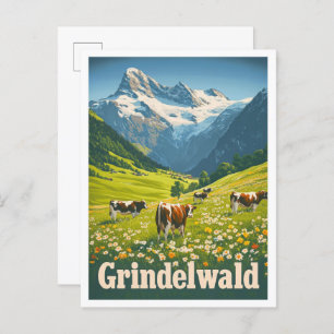 Grindelwald Schweiz Vintage Travel Postkarte