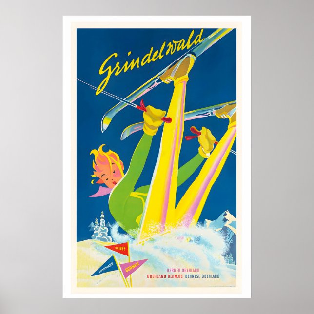 Grindelwald Switzerland Vintage Ski Poster (Vorne)