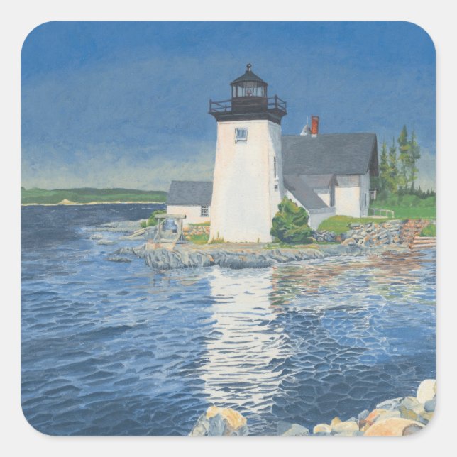 Grindle Point Lighthouse Quadratischer Aufkleber (Vorderseite)