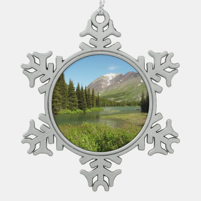 Grinnell Creek beim Glacier Nationalpark Schneeflocken Zinn-Ornament (Vorderseite)