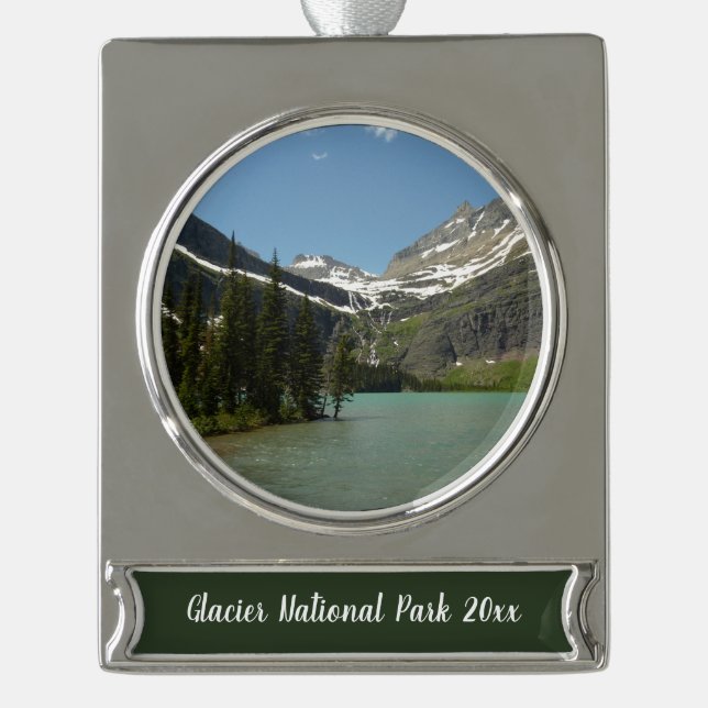 Grinnell See - Glacier Nationalpark Banner-Ornament Silber (Vorderseite)