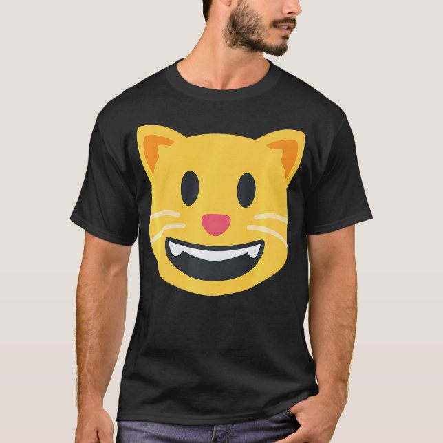 Grinning Cat Emoticon happy smiling Face T-Shirt (Vorderseite)