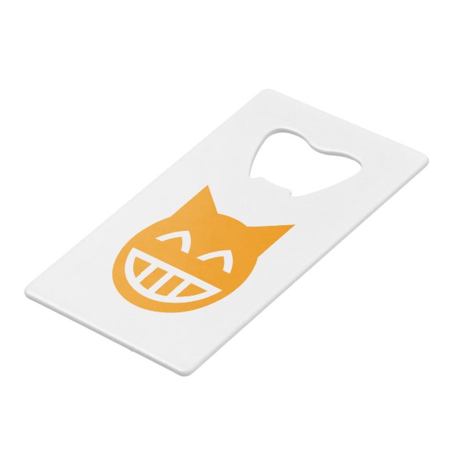 Grinning Emoji Cat Kreditkartenflaschenöffner (Vorderseite Schrägansicht)