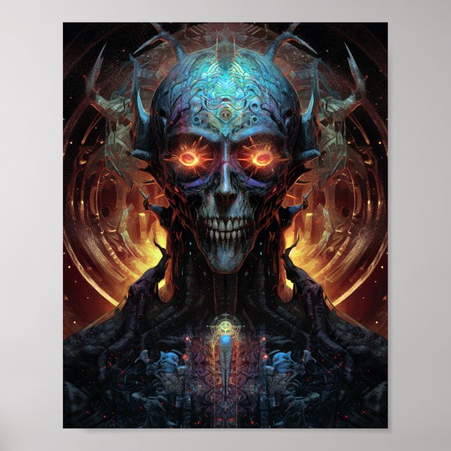Grinning Evil Alien Man Sci-Fi Art Poster (Vorne)