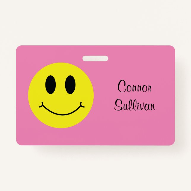 Grinning Face Classic mit Vorname Abzeichen Ausweis (Rückseite)