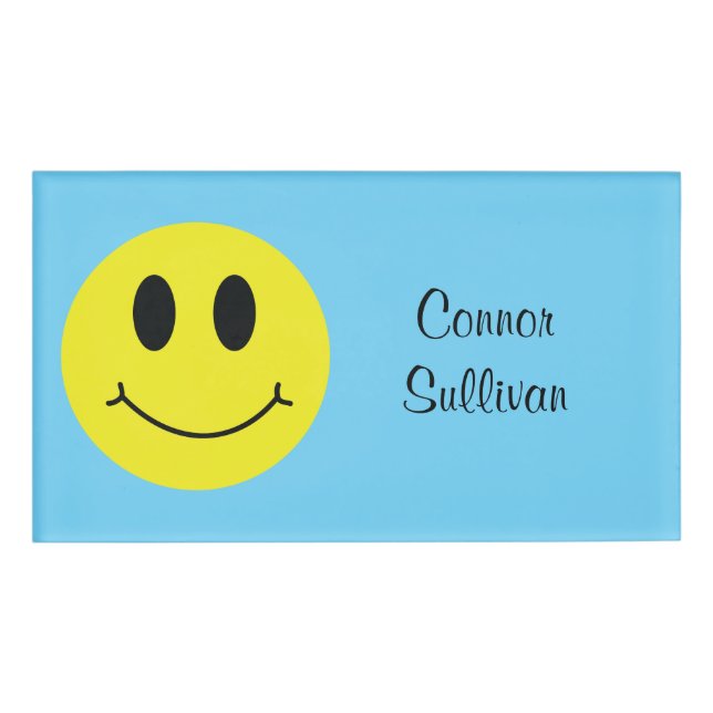 Grinning Face Classic mit Vorname Namenschild (Vorderseite)
