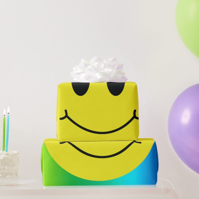 Grinning Face Classic Smiley Gradient Geschenkpapier (Partygeschenke)